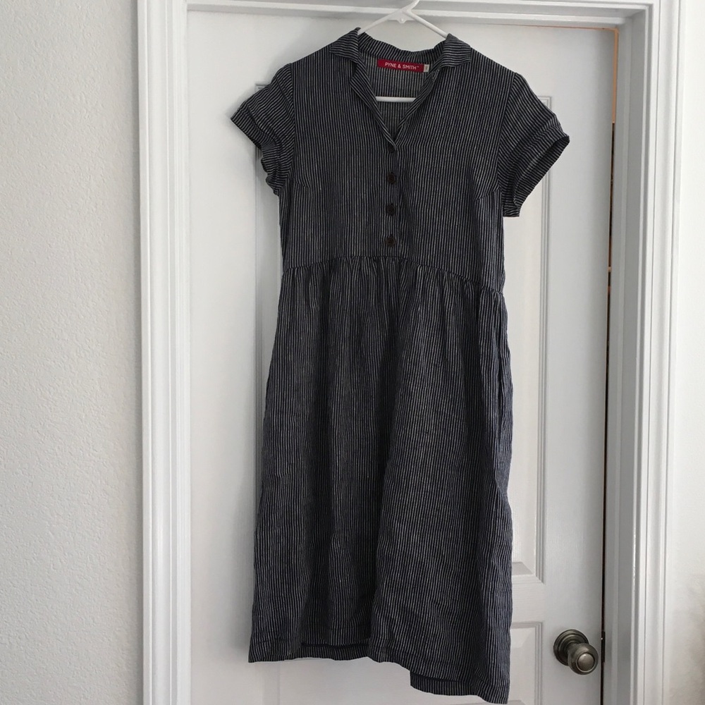 Pyne and smith indigo striped dress